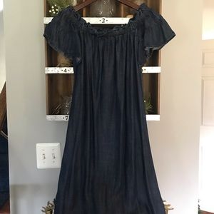 Denim off shoulder dress